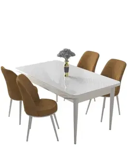 Dining Table & Chairs Set (5 Pieces) Nil - White, Cappuccino
