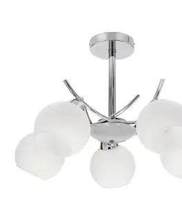 AMOS Chromová závěsná lampa 5x40W E27 bílé stínidlo