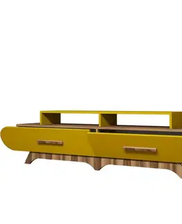 TV stolek Flora - Walnut, Yellow