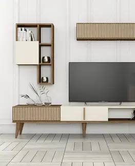 Televizní stěna Milen Walnut and Cream