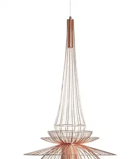 Estila Luxusní art deco měděný závěsný stropní lustr Fluer v atypickém tvaru s florálním vzhledem 145 cm
