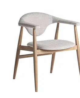 Estila Luxusní moderní jídelní židle Elmar s designovou opěrkou s šedým melírovaným potahem a světlou hnědou konstrukcí 79 cm