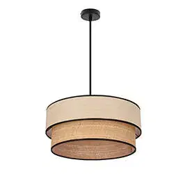 Závěsná lampa LORENZO černá 1x60W E27 krémové stínidlo s černým lemováním
