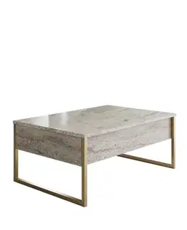 Konferenční stolek Luxe - Travertine, Gold