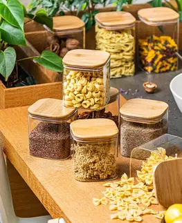 4Home Skleněná dóza na potraviny s víkem Bamboo, 550 ml, 550 ml