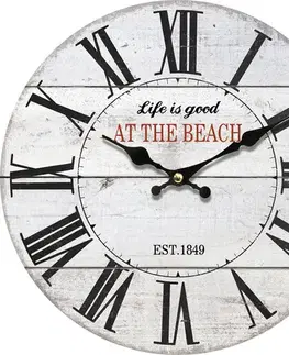 Dřevěné nástěnné hodiny At the beach, pr. 34 cm