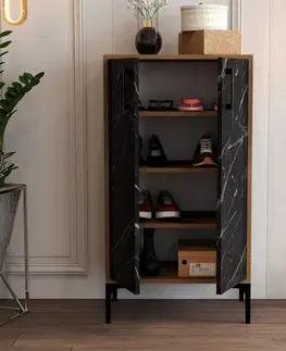 Botník Prag Walnut and Black Marble