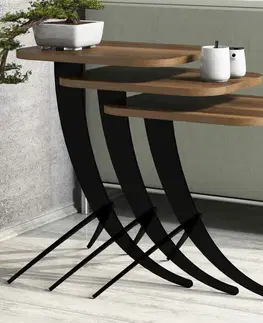Sada odkládacích stolků Pion Walnut, 3 ks