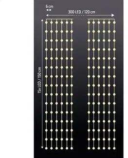 Solight Okenní vánoční závěs, 300 mini LED, 1,5 x 1,2 m, s časovačem