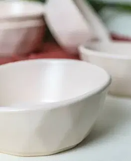 Sada 6 kameninových misek Facetta 12 cm, krémová
