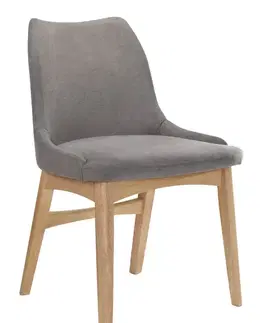 Estila Moderní jídelní židle Nordica Clara z dubového masivu světle hnědé barvy se skandinávským šedým stylovým čalouněním 84cm