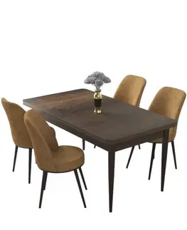 Dining Table & Chairs Set (5 Pieces) Nil - Baroque, Cappuccino