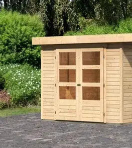 Dřevěný zahradní domek ASKOLA 3,5 s přístavkem Lanitplast