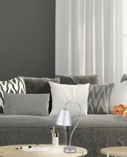 Chromová kancelářská stolní lampa s látkovým stínidlem Luk