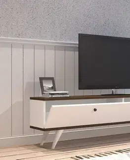 TV stolek Paris - White, Walnut