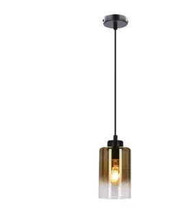 Závěsná lampa Aspra černá 1x60W E27 jantarové stínidlo