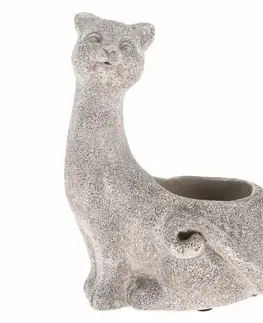 Betonový květináč Kočka, šedá, 16,5 x 22 x 13,5 cm