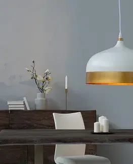 Estila Designová závěsná lampa Modern Chic II bílo-zlatá