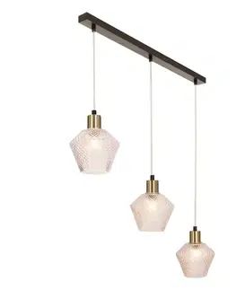 Závěsná lampa Greniko černá 3x40W E14 průhledné stínidlo