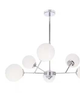 BELWEDER chromová závěsná lampa 8x40W E14 bílé stínidlo