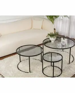 Sada konferenčních stolků Aurum Black and Grey 80 cm, 3 ks