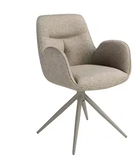 Estila Luxusní moderní béžová otočná jídelní židle Forma Moderna s textilním potahem a kovovou podstavou 84 cm