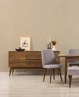 Set s rozkládacím stolem, židlemi a konzolou (7 kusů) Vina 03 0701 - Walnut, Grey