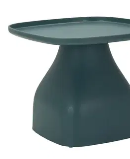 Estila Moderní designový oblý čtvercový přiruční stolek Avanguardio v modré barvě s keramickým vzhledem a hladkým povrchem 48 cm