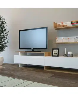 Televizní stolek s poličkami Ayaz White and Teak
