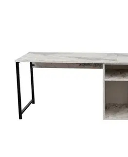 Psací stůl Twin Study Desk - Freesia Marble, Black