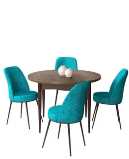 Dining Table & Chairs Set (5 Pieces) Tor - Baroque, Turquoise
