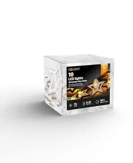 Solight LED vánoční řetěz hvězdy, 10x LED, 1,5 m, 2x AA