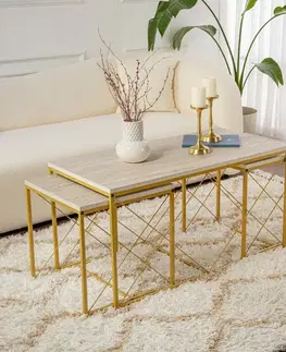 Konferenční stolek Defne Gold Travertine