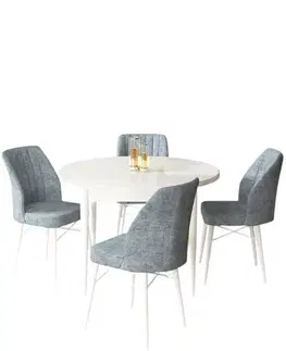 Dining Table & Chairs Set (5 Pieces) Rox - White, Grey