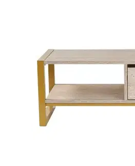 Konferenční stolek Haldizen - Gold, Travertine