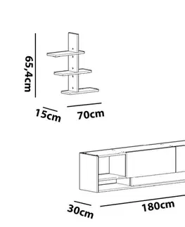 TV stěna / Sestava pod TV Liza - Teak, White