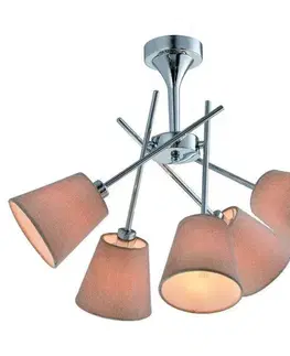 Chromová stropní lampa s látkovým stínidlem 5x40W Vox