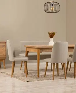 Jídelní set s rozkládacím stolem a židlemi (6 kusů) Vina - Atlantic Pine, Cream