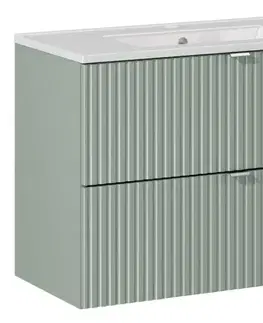 ArtCom Koupelnová skříňka s umyvadlem LINE Reed Green U80/1 | 80 cm