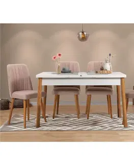 Jídelní set s rozkládacím stolem a židlemi (5 kusů) Santiago White Stone