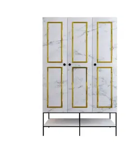 Šatní skříň Martin 3 - White, Black, Gold