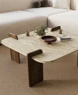 Konferenční stolek Asha Medium - Travertine, ořech