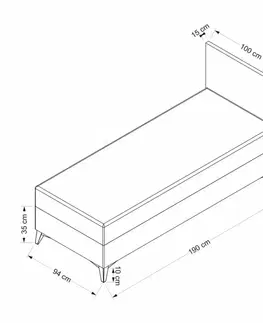 Rám jednolůžkové postele s čelem Samira 90 x 190 - Grey