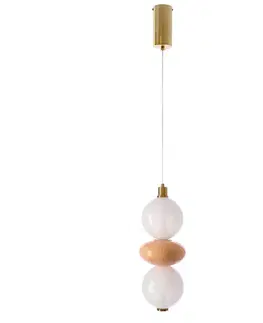 FLORES lampa wisząca mosiężny+brązowy 12W LED 3000K klosz biały