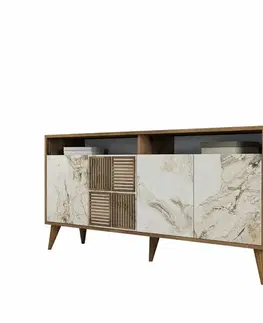Skříňka Milan Walnut and White Marble
