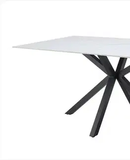 Estila Moderní obdélníkový jídelní stůl Ceramia Blanca s keramickou deskou v designu bílého mramoru s překříženýma nohama 180 cm