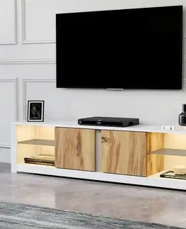 TV stolek Aydos - White, Oak