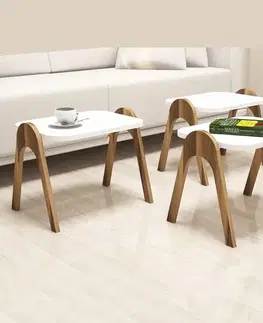 Sada odkládacích stolků (3 kusy) Paris - Walnut, White