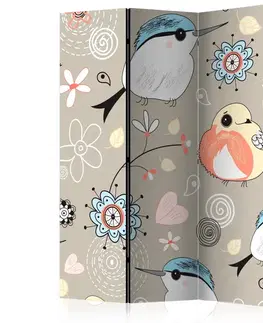 Paraván Natural pattern with birds Dekorhome