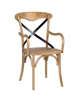 Estila Designová masivní hnědá jídelní židle Chicago Cruz Tonet s opěrkami na ruce 92 cm